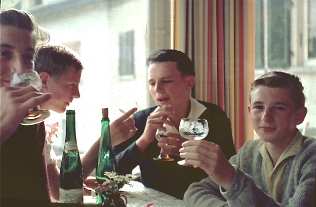 1962 Fahrt an den Rhein: Heddo, Meene, Rudolf, Hinrich